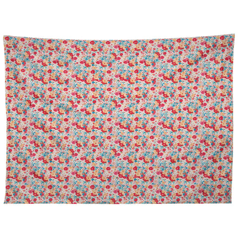 alison janssen Charming Red Blue Floral Tapestry