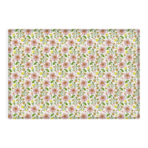 alison janssen Summer Floral pink yellow Outdoor Rug
