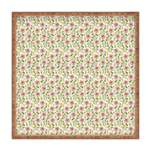 alison janssen Summer Floral pink yellow Square Tray