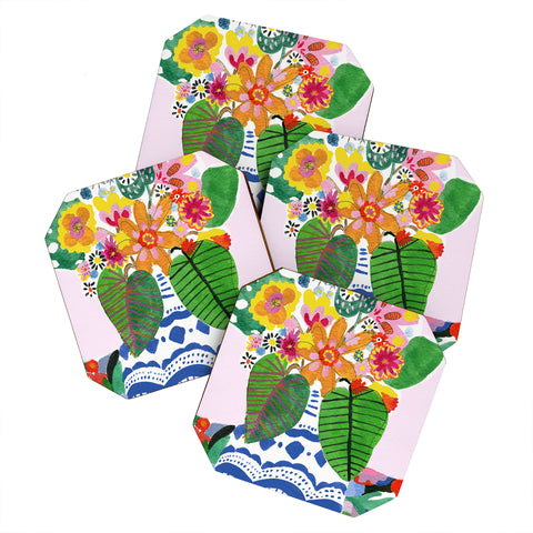 Alja Horvat Abstract Flower Bouquet Coaster Set