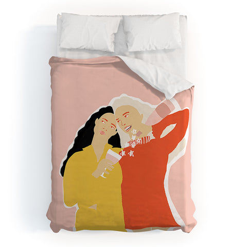 Alja Horvat Best Friends and Wine Duvet Cover