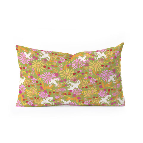 Alja Horvat Birds Flowers Oblong Throw Pillow