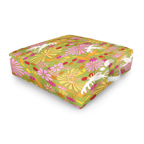 Alja Horvat Birds Flowers Outdoor Floor Cushion