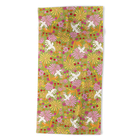 Alja Horvat Birds Flowers Beach Towel