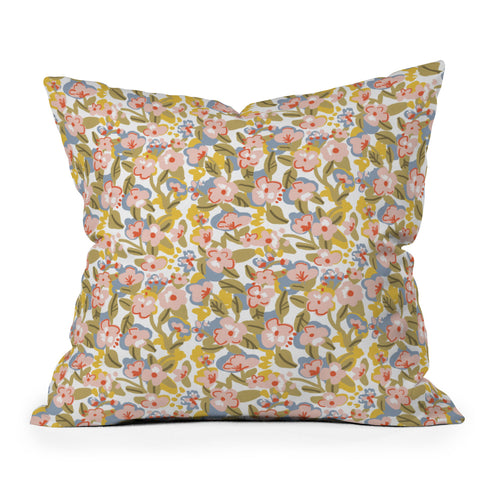 Alja Horvat Colorful flower pattern Outdoor Throw Pillow