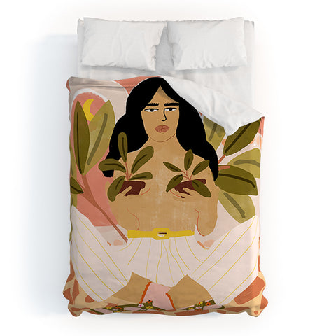 Alja Horvat Crazy Plant Lady Duvet Cover