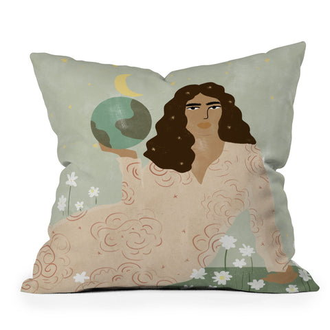 Alja Horvat God is a Woman Outdoor Throw Pillow