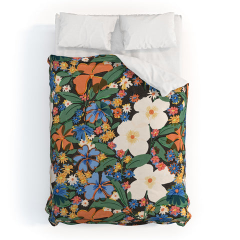 Alja Horvat Grandmas Garden Dark Background Duvet Cover