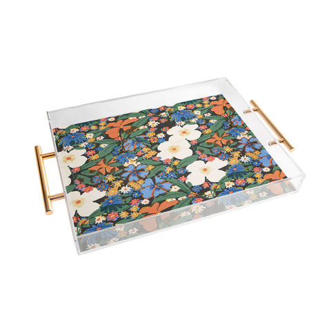 Alja Horvat Grandmas Garden Dark Background Acrylic Tray