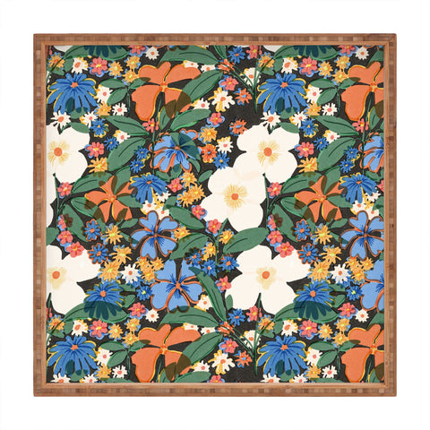 Alja Horvat Grandmas Garden Dark Background Square Tray