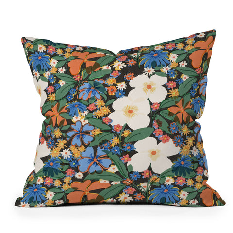 Alja Horvat Grandmas Garden Dark Background Outdoor Throw Pillow