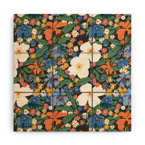 Alja Horvat Grandmas Garden Dark Background Wood Wall Mural