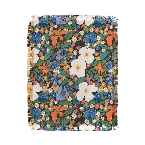 Alja Horvat Grandmas Garden Dark Background Throw Blanket