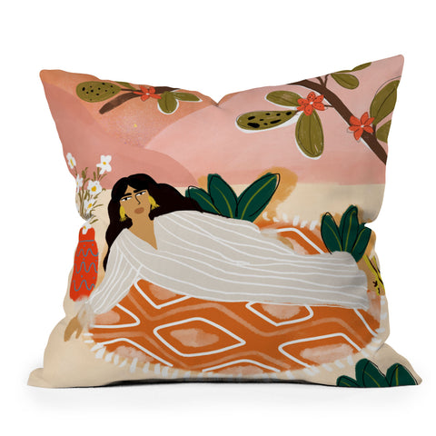Alja Horvat Laying under the full moon Outdoor Throw Pillow
