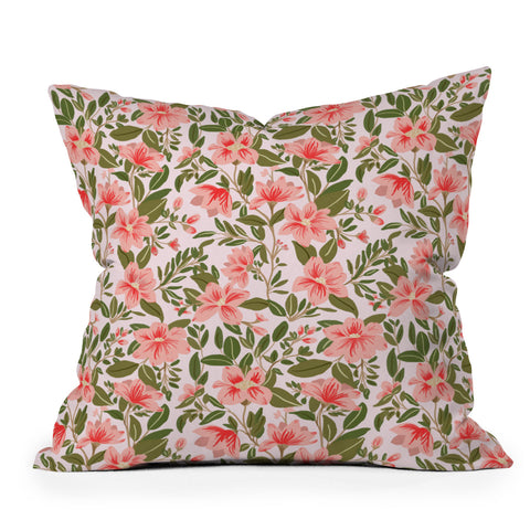 Alja Horvat Pink Botanical Pattern Outdoor Throw Pillow