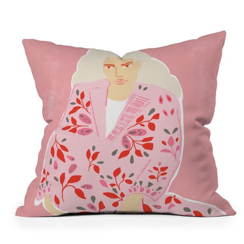 Alja Horvat Pink Lady Outdoor Throw Pillow