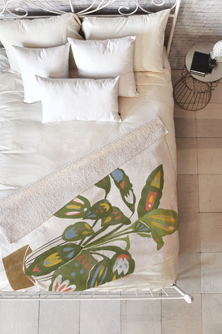 Alja Horvat Scandinavian Plant Fleece Throw Blanket