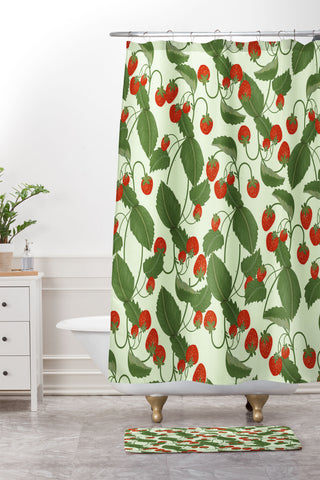 Alja Horvat Strawberry Fields I Shower Curtain And Mat