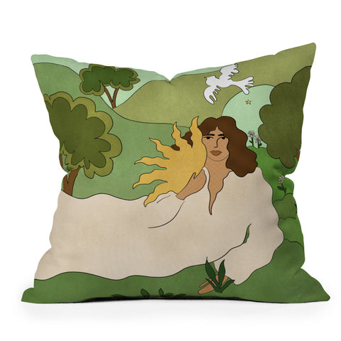 Alja Horvat Sun in her hands Outdoor Throw Pillow