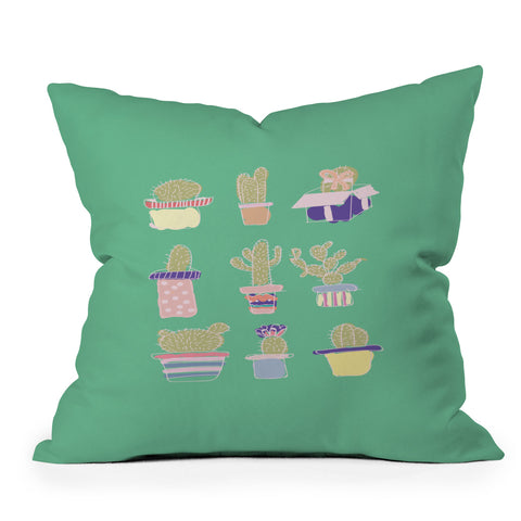 Alja Horvat The Pastel Cactus Outdoor Throw Pillow