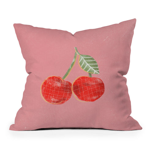 Alja Horvat Yummi Cherry Outdoor Throw Pillow