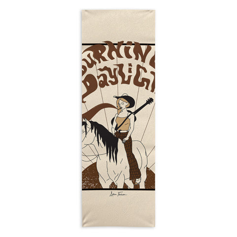 Allie Falcon Burning Daylight Black Cream Yoga Towel
