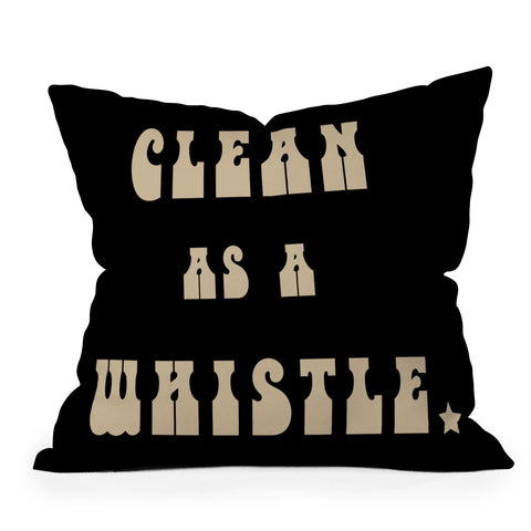 Allie Falcon Clean as a Whistle in Black Outdoor Throw Pillow