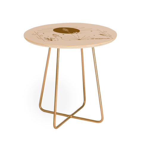 Allie Falcon It Was All A Dream Tan Rust Round Side Table