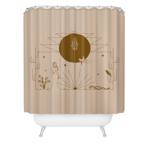 Allie Falcon It Was All A Dream Tan Rust Shower Curtain