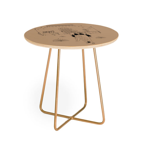 Allie Falcon Last Stop Tan Black Round Side Table