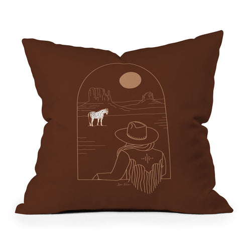 Allie Falcon Lost Pony in Burnt Clay Outdoor Throw Pillow
