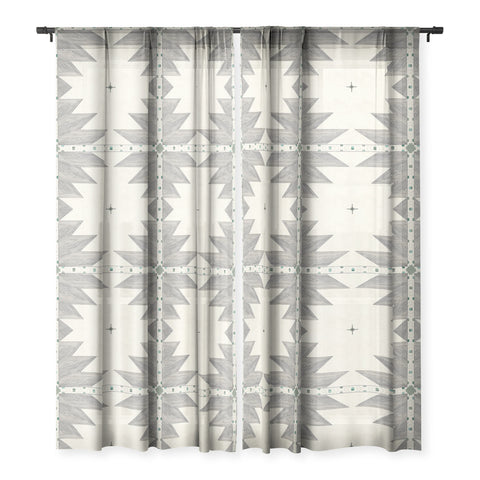 Allie Falcon Southwestern Trippy Tile Sheer Window Curtain