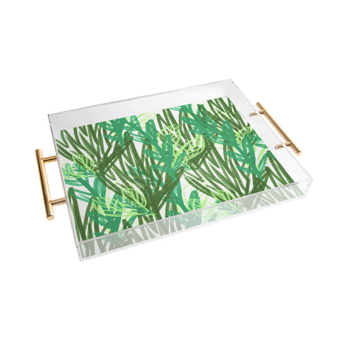 Allyson Johnson Abstract greenery Acrylic Tray