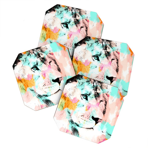 Allyson Johnson Abstract Lion 2 Coaster Set