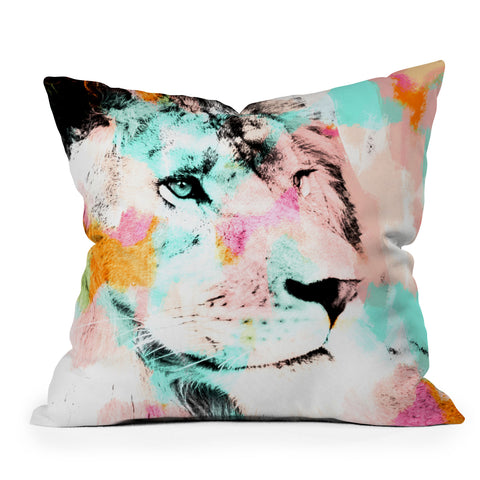 Allyson Johnson Abstract Lion 2 Outdoor Throw Pillow