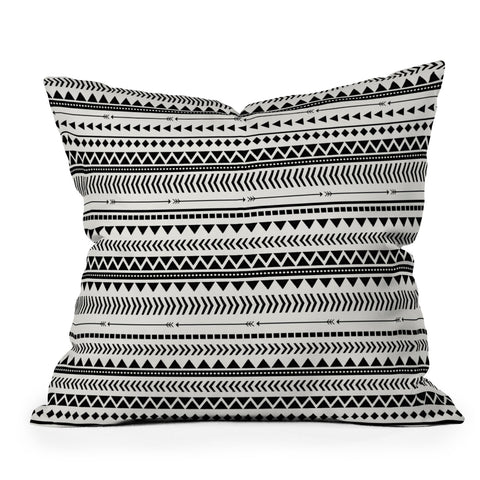 Allyson Johnson Black And White Aztec Pattern Outdoor Throw Pillow