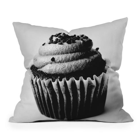 Allyson Johnson Black And White Cupcake Photograph Outdoor Throw Pillow