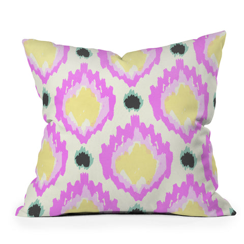 Allyson Johnson Bohemian Purple ikat Outdoor Throw Pillow