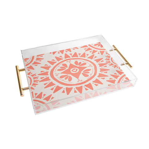 Allyson Johnson Boho Medallion Coral Acrylic Tray