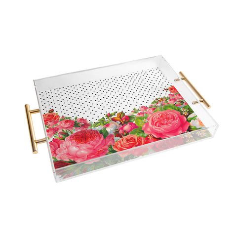 Allyson Johnson Bold Floral And Dots Acrylic Tray