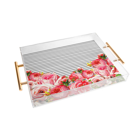 Allyson Johnson Bold Floral and stripes Acrylic Tray