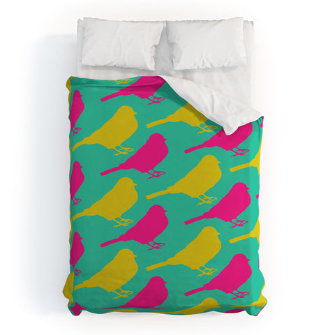Allyson Johnson Bright Birdies Duvet Cover
