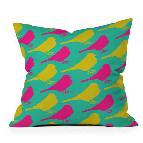Allyson Johnson Bright Birdies Throw Pillow