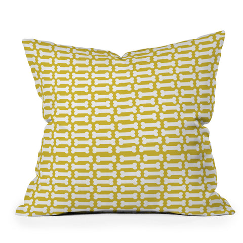 Allyson Johnson Chartreuse Dog Bones Outdoor Throw Pillow