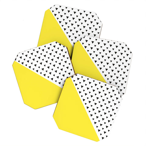 Allyson Johnson Chartreuse n triangles Coaster Set
