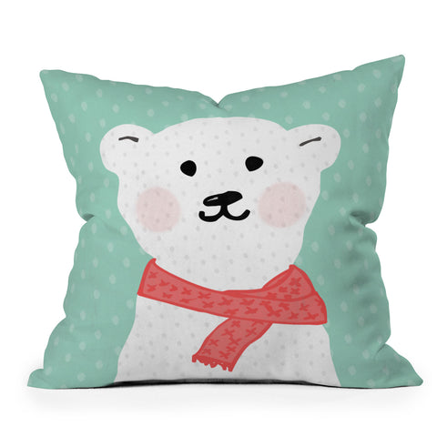 Allyson Johnson Cozy Polar Bear Outdoor Throw Pillow