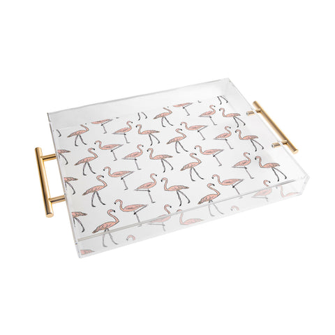 Allyson Johnson Fancy Flamingos Acrylic Tray