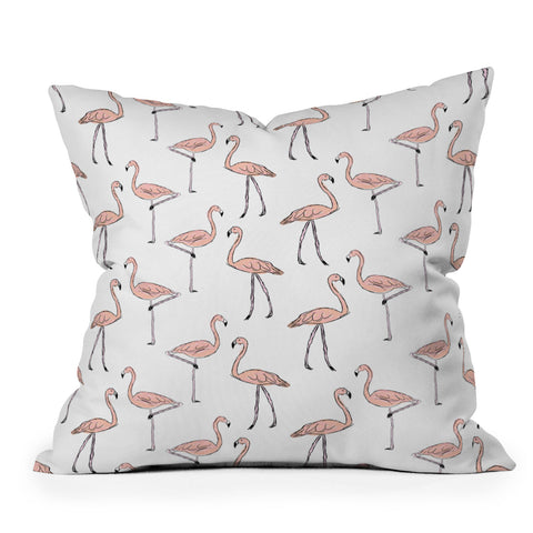 Allyson Johnson Fancy Flamingos Outdoor Throw Pillow
