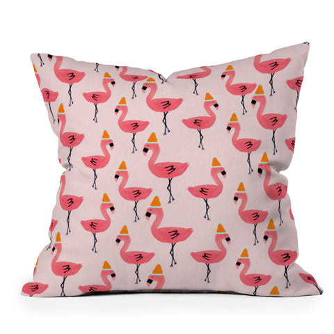 Allyson Johnson Flamingo dance party Outdoor Throw Pillow