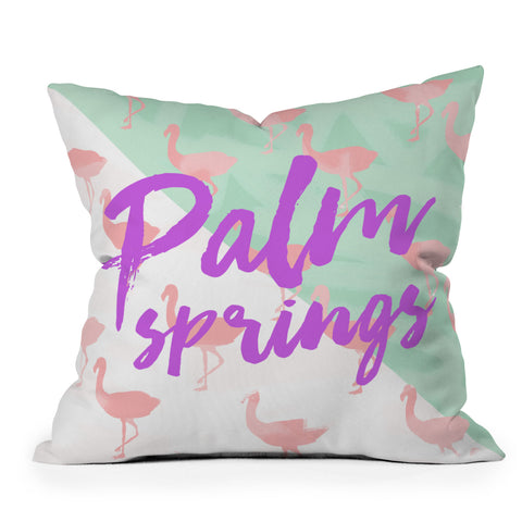Allyson Johnson Flamingo Palm Springs Outdoor Throw Pillow